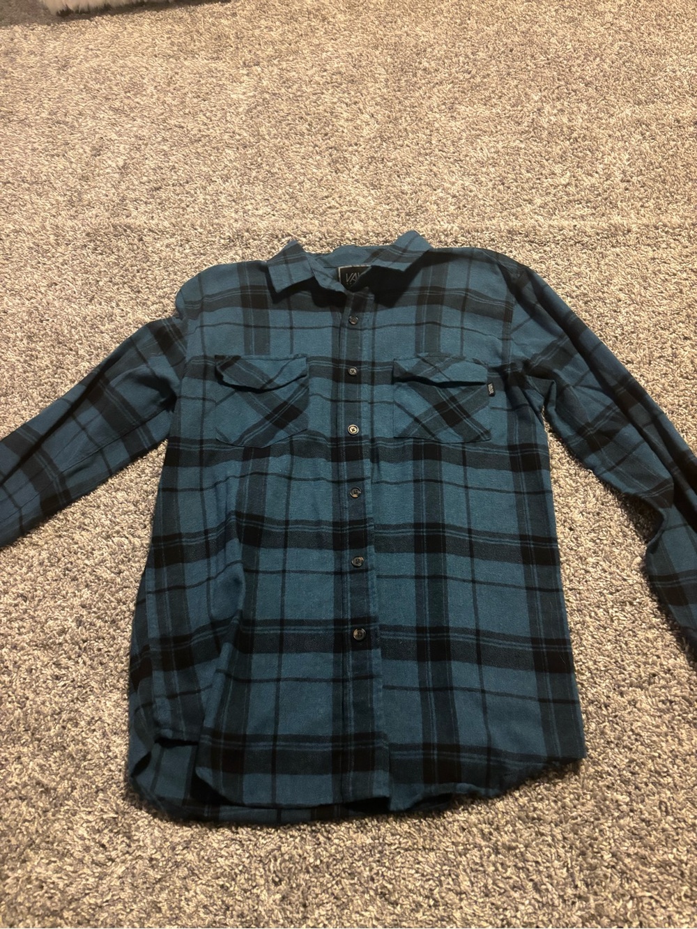 Blue and Black Plaid Shirt